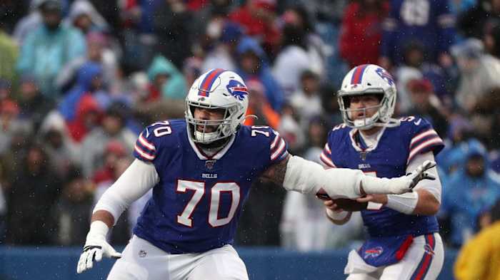 Cody Ford (70) lost his starting job for the Bills this year but will be pressed into action Sunday against the Jaguars.